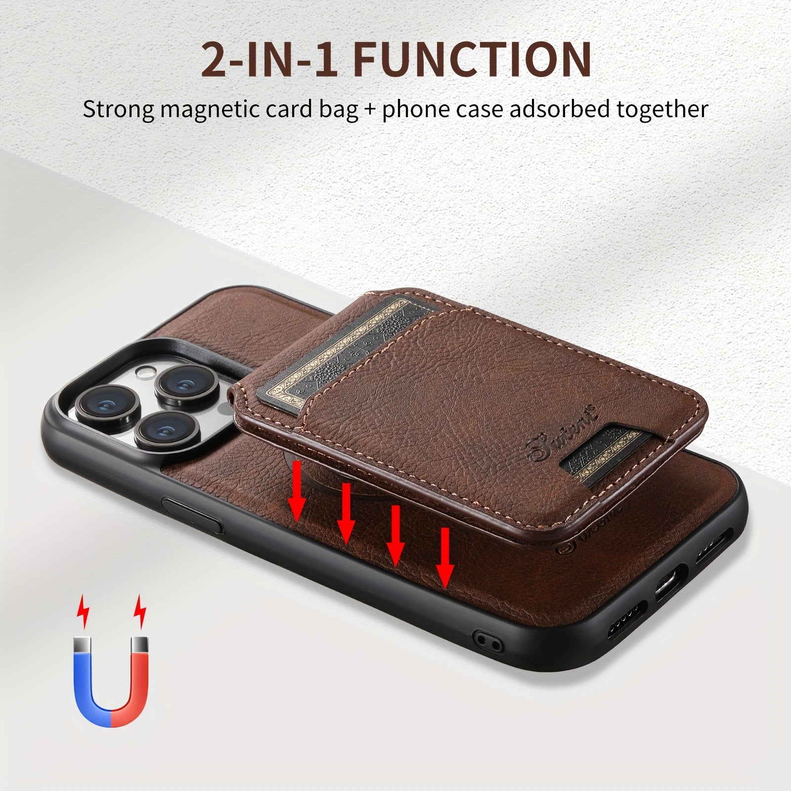 SUTENI Wallet Phone Case - 2-In-1 Detachable Magnetic Cover