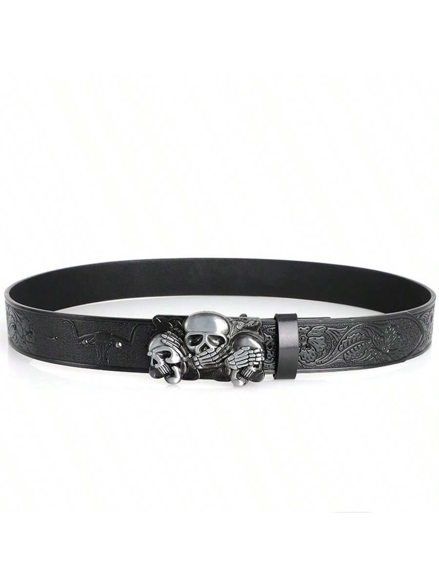 Gothic Skeleton Devil Belt - Y2K Dark Skull Buckle Street Belt