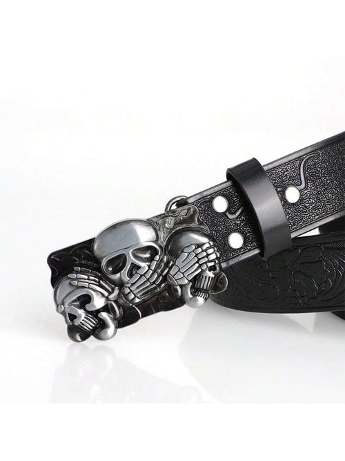 Gothic Skeleton Devil Belt - Y2K Dark Skull Buckle Street Belt