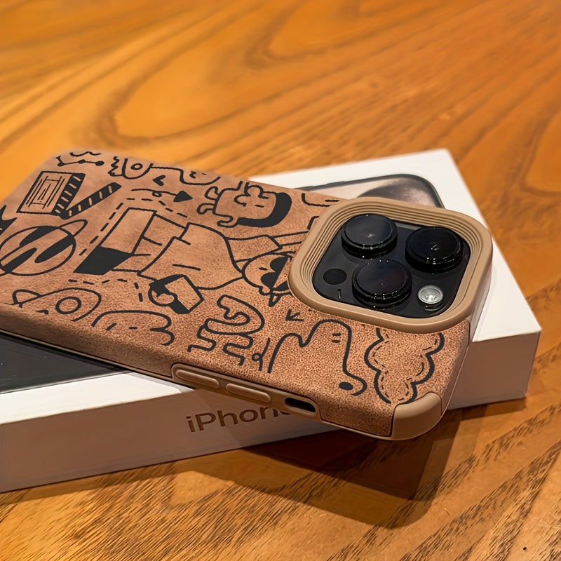 Matte Leather Case - Line Doodle Design Phone Case