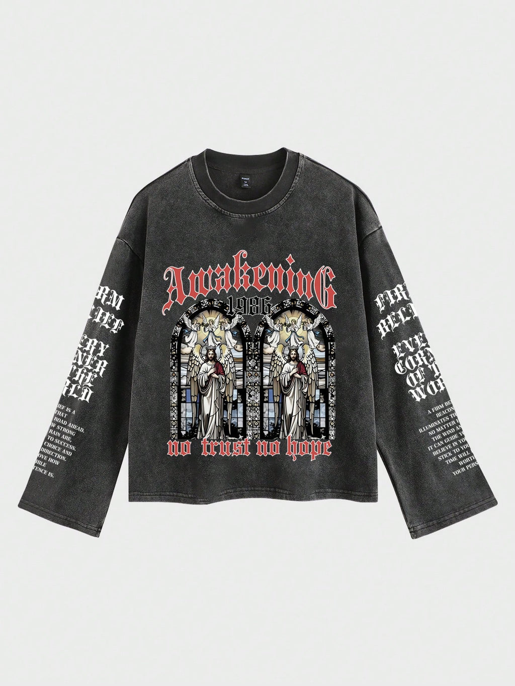 Men's Casual Graphic Long Sleeve T-Shirt - Religious Awakening Print