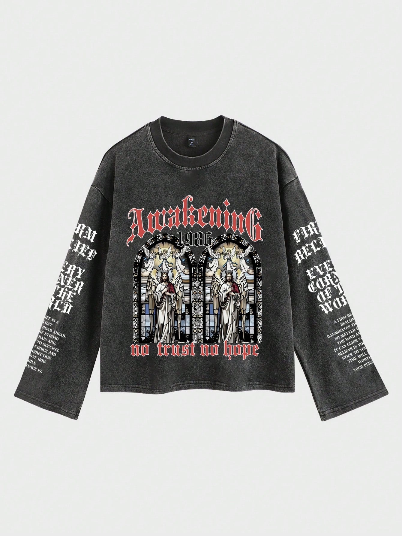 Men's Casual Graphic Long Sleeve T-Shirt - Religious Awakening Print