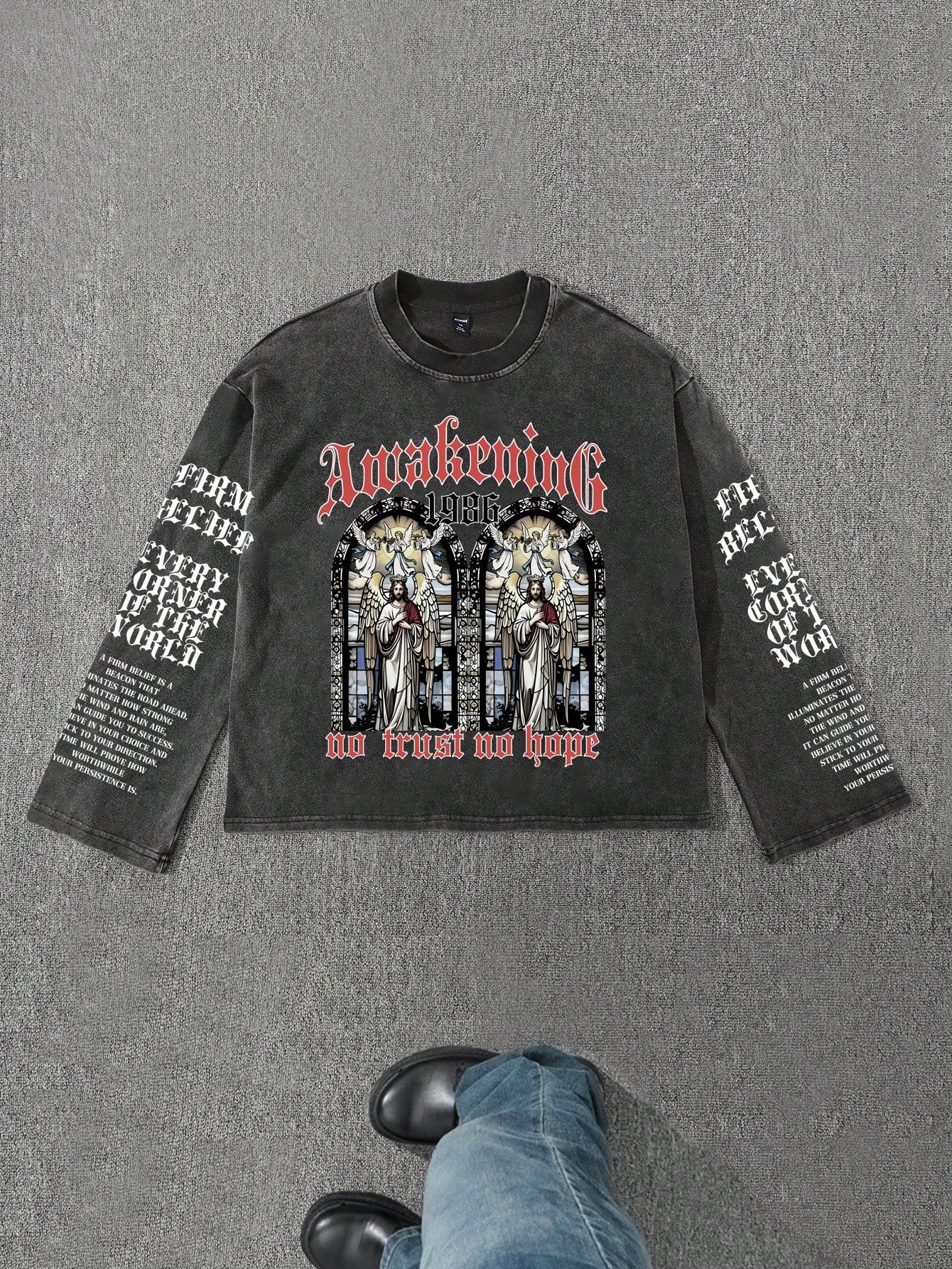 Men's Casual Graphic Long Sleeve T-Shirt - Religious Awakening Print