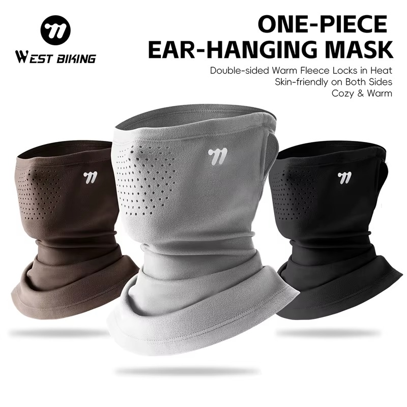 WEST BIKING Thermal Cycling Mask Winter Windproof Breathable Ear-hanging Mask Skiing Climbing Scarf Warm Balaclava Sports Gear
