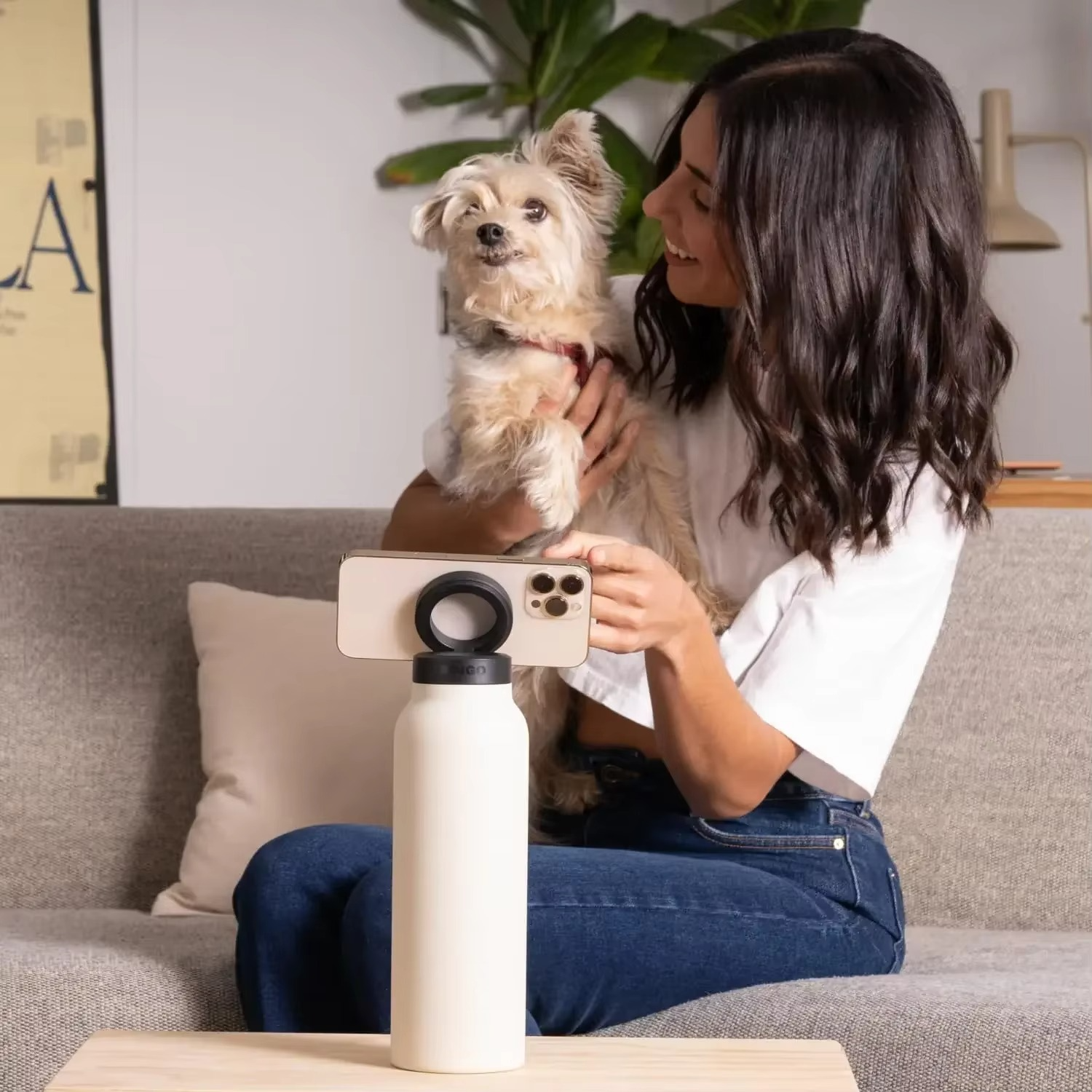 Magnetic Phone Holder Sports Water Bottle