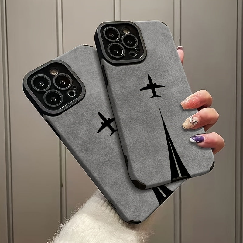 Creative Airplane Track Lambskin Phone Case
