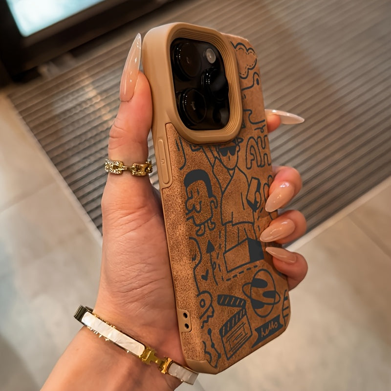 Matte Leather Case - Line Doodle Design Phone Case