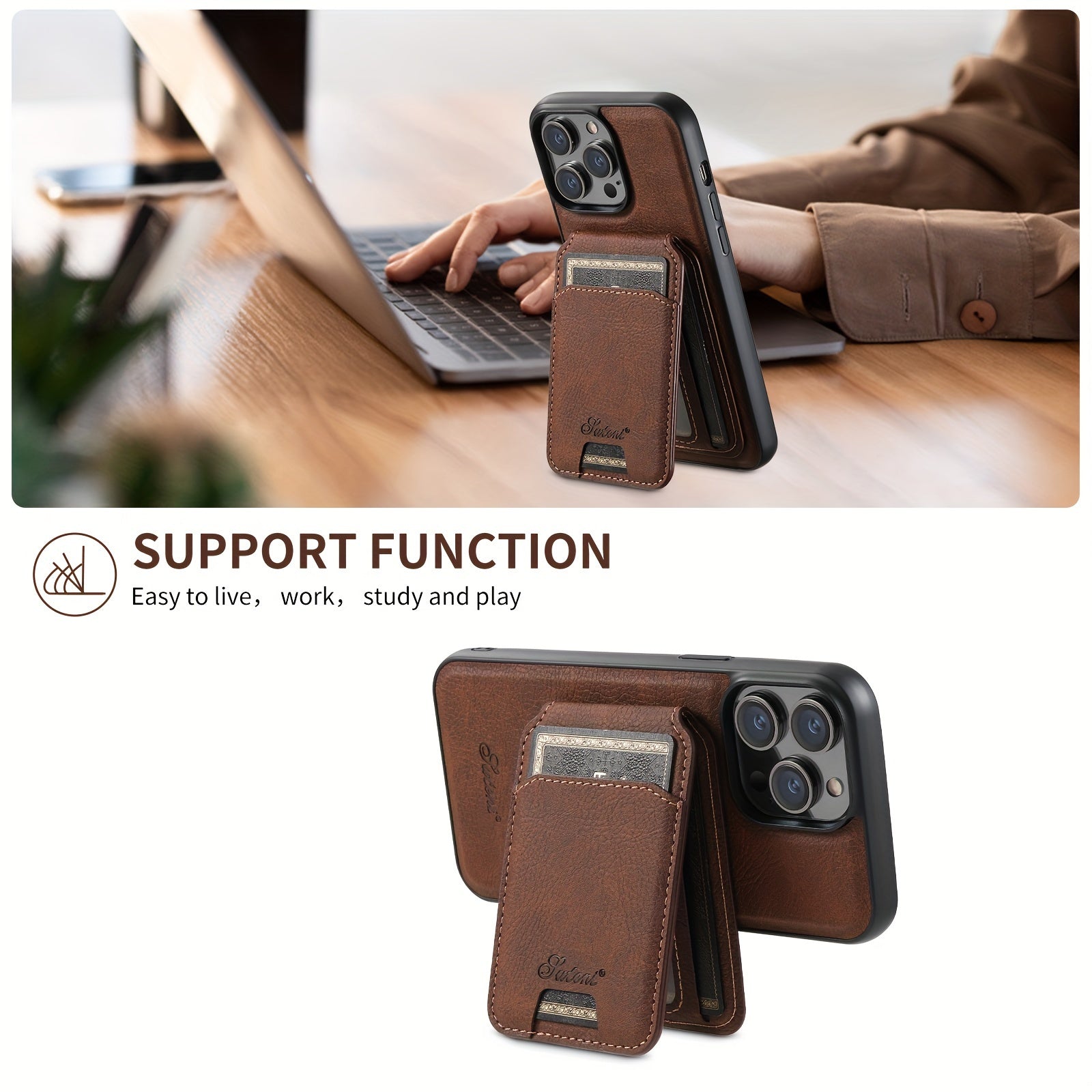 SUTENI Wallet Phone Case - 2-In-1 Detachable Magnetic Cover